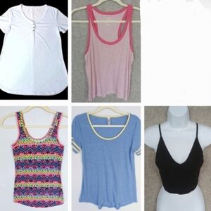 5 Summer Top Bundle! Short Sleeve Shirt Sleeveless Blouse Tank Crop Cami. Small